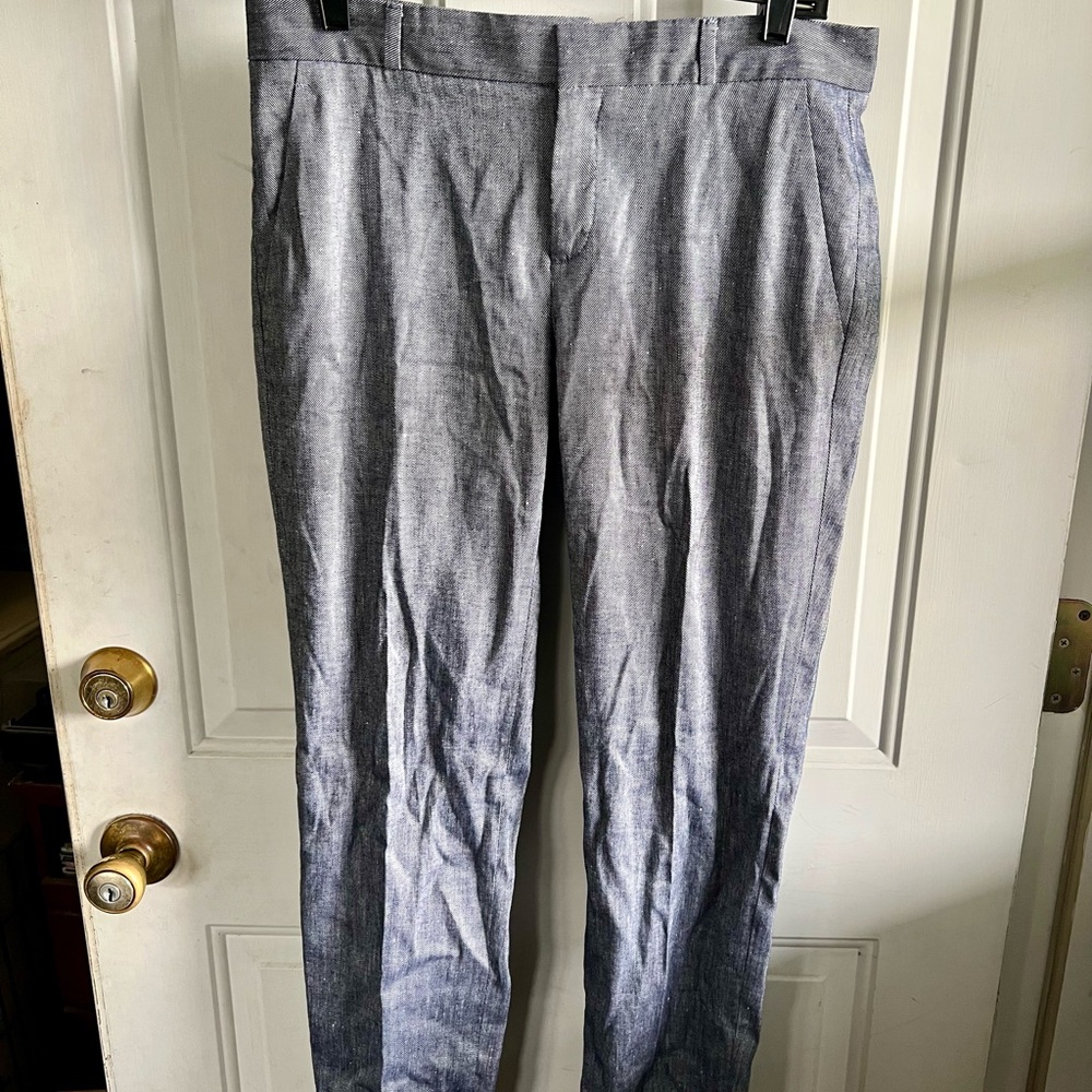 Banana Republic Women’s Navy Blue and White Trouser Pants w/ Pockets Sz 4